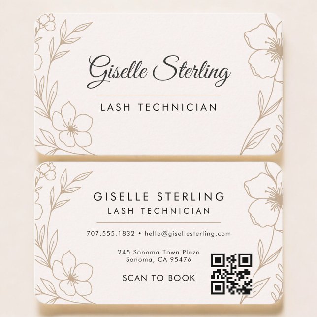 Lash Tech Floral QR Code Professional Visitenkarte (Von Creator hochgeladen)
