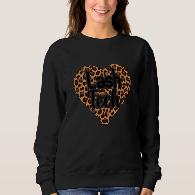 Lash Tech Leo Leopard Heart Eyelash Lash Tech Sweatshirt (Vorderseite)
