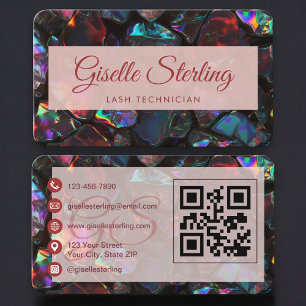 Lash Tech Opal Black QR-Code Visitenkarte