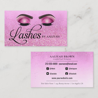 Lash Tech Pink Glam Glitzer Eyes Luxury Salon Visitenkarte