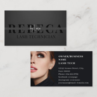 Lash Tech Salon Foto Black Luxury Visitenkarte