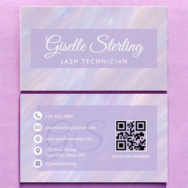 Lash Techniker Iridescent Pastel Opal Holographic Visitenkarte (Von Creator hochgeladen)