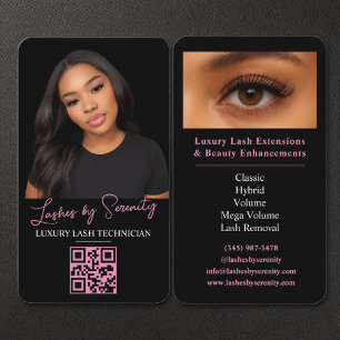 Lash Techniker QR Code Luxury Black Pink Schönheit Visitenkarte