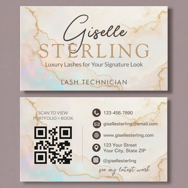 Lash-Technikerin Opal Stone QR Code Visitenkarte (Von Creator hochgeladen)