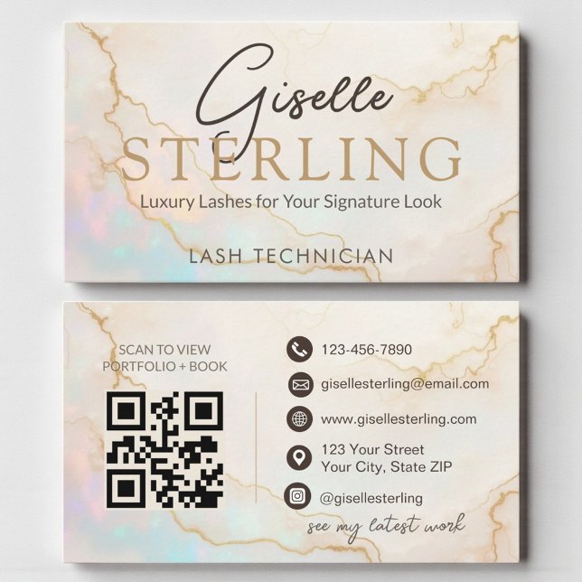 Lash-Technikerin Opal Stone QR Code Visitenkarte (Von Creator hochgeladen)