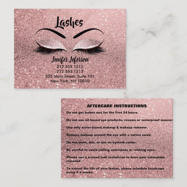Lashes Aftercare Business Card Visitenkarte (Vorne/Hinten)