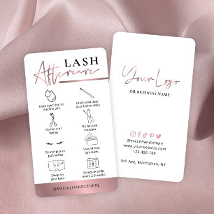 Lashes Aftercare Guide Rose Gold Bronze Lash Salon Visitenkarte