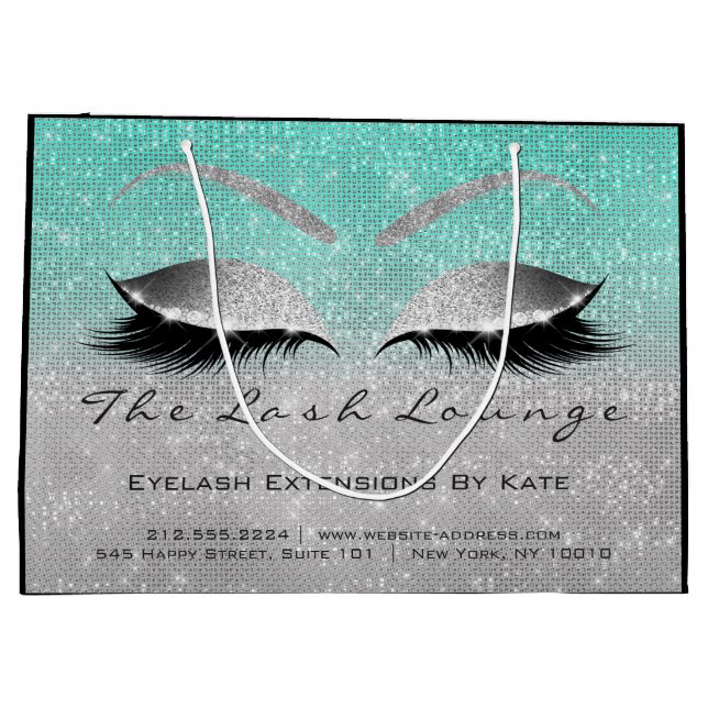 Lashes Aftercare Instruction Silver Blue Große Geschenktüte (Rückseite)