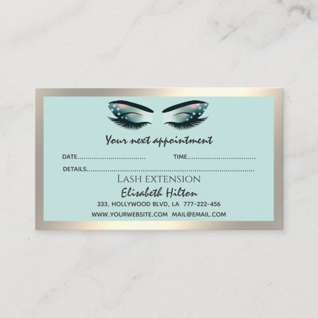 Lashes Aftercare Instructions - Luxus Visitenkarte (Vorderseite)