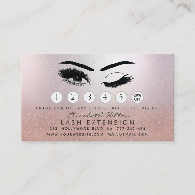 Lashes Aftercare Instructions Rose gold Visitenkarte (Vorderseite)