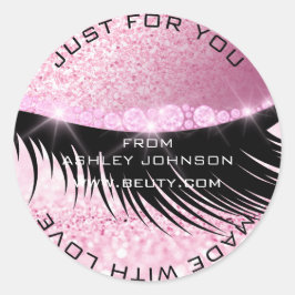 Lashes Beauty Diamond Auge Funkelnd Pink Glitzer Runder Aufkleber