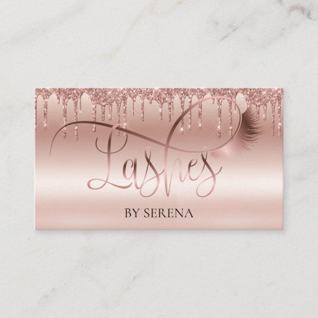 Lashes Beauty Makeup Girl Lash Drilling Gold Visitenkarte (Vorderseite)