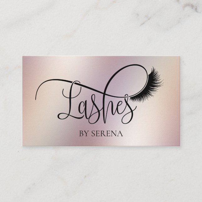 Lashes Beauty Makeup Girl Lash Holographic Foil Visitenkarte (Vorderseite)