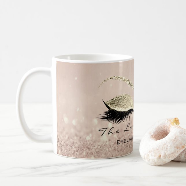 Lashes Beauty Studio Body Gold Glitzer Kaffeetasse (Mit Donut)
