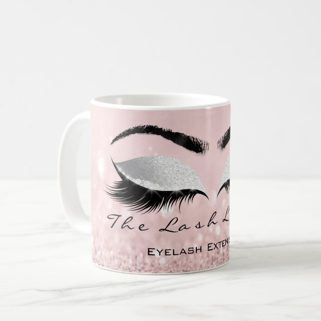 Lashes Beauty Studio Grau Eye Glitzer Kaffeetasse (Vorderseite Links)