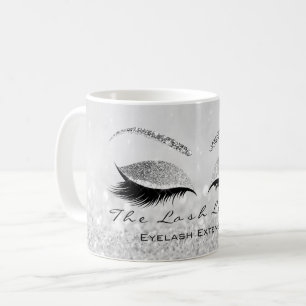 Lashes Beauty Studio Silver Grau Glitzer Tasse