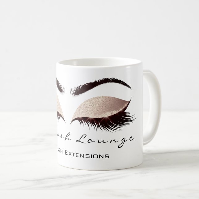 Lashes Beauty Studio White Eyes Glitzer Kaffeetasse (VorderseiteRechts)