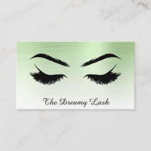 *~* Lashes Brows Extensions QR Metal CELERY GREEN Visitenkarte