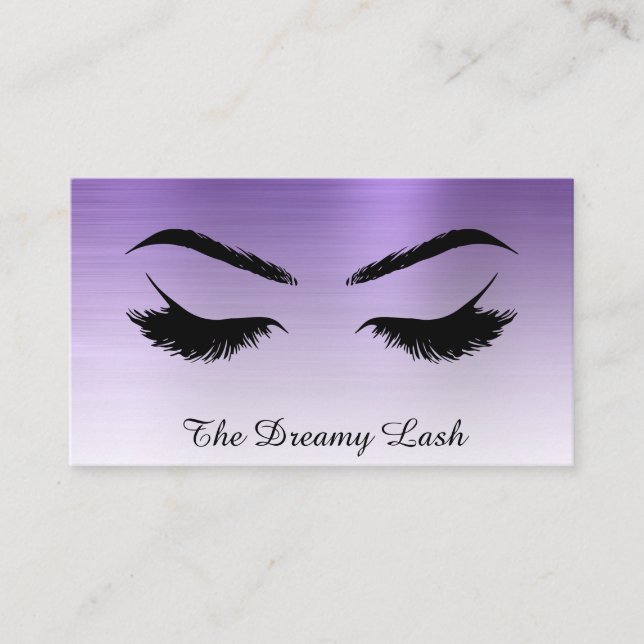 *~* Lashes Brows Extensions QR Metal ROYAL LILA Visitenkarte (Vorderseite)
