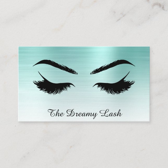 *~* Lashes Brows Extensions QR Metallic AQUAMARIN  Visitenkarte (Vorderseite)
