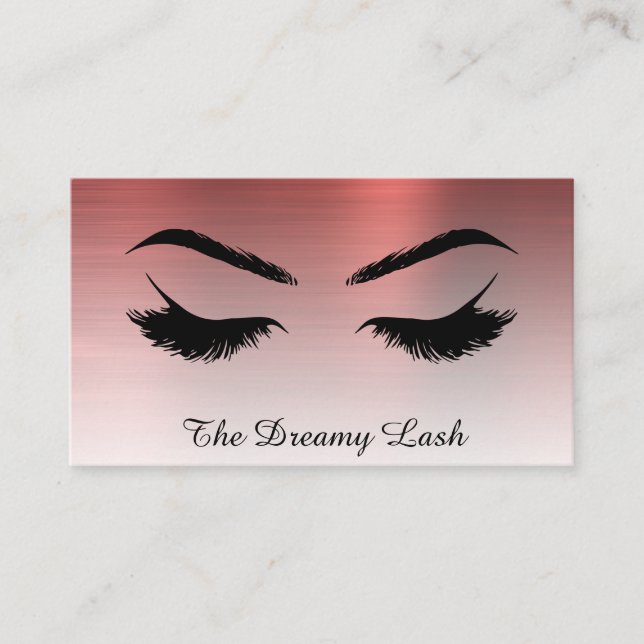 *~* Lashes Brows Extensions QR Metallic COPPER Visitenkarte (Vorderseite)