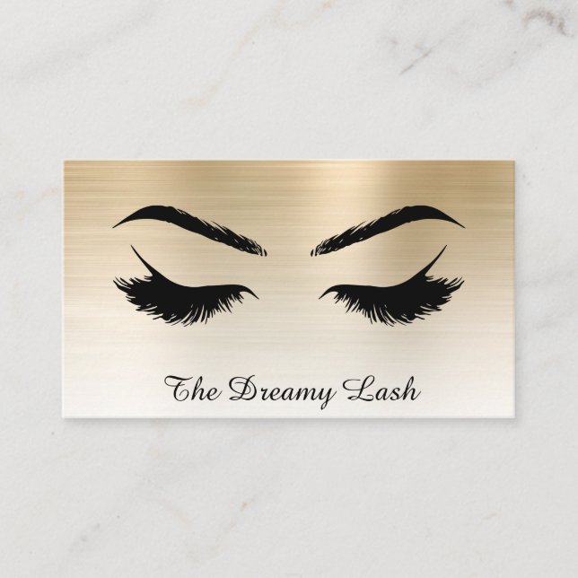 *~* Lashes Brows Extensions QR Metallic GOLD Visitenkarte (Vorderseite)