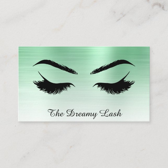 *~* Lashes Brows Extensions QR Metallic Mint Visitenkarte (Vorderseite)