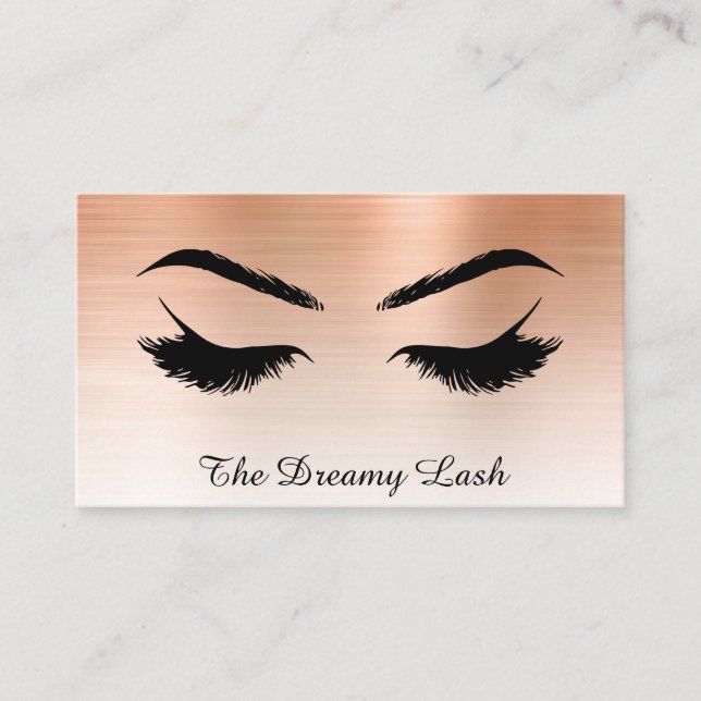 *~* Lashes Brows Extensions QR Metallic ROSE GOLD Visitenkarte (Vorderseite)