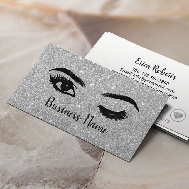 Lashes Brows Makeup Artist Silver Glitzer Loyalty Treuekarte (Von Creator hochgeladen)