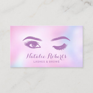 Lashes Brows Makeup Artist Watercolor Pink Salon Visitenkarte