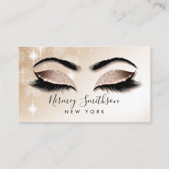 Lashes Brows Makeup Blush Pink Wasserfarbe B Visitenkarte (Vorderseite)