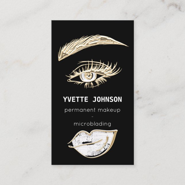 Lashes Brows Makeup Logo QR Code Lippen Kiss Visitenkarte (Vorderseite)