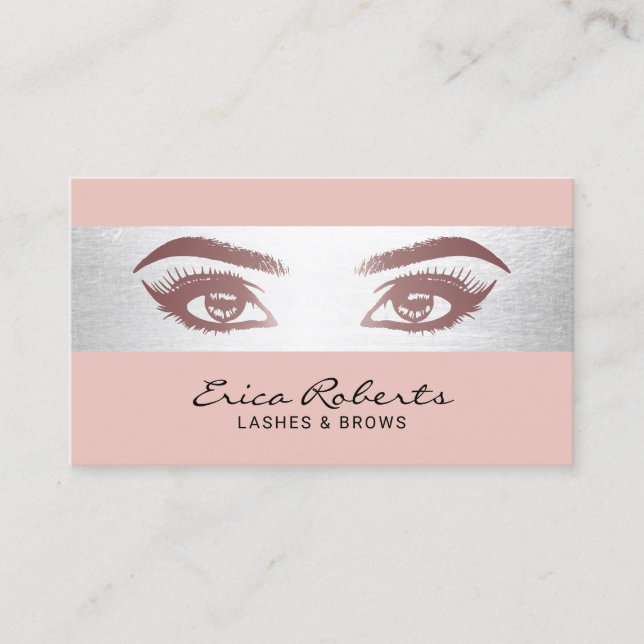 Lashes Brows Makeup Rose Gold Beauty Salon Visitenkarte (Vorderseite)