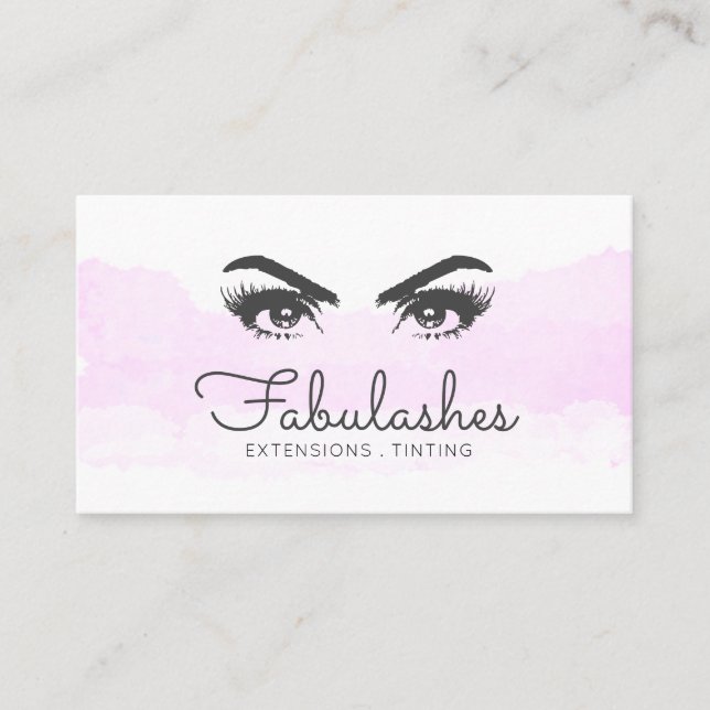 Lashes Brows Makeust Artist Blush Pink Wasserfarbe Visitenkarte (Vorderseite)