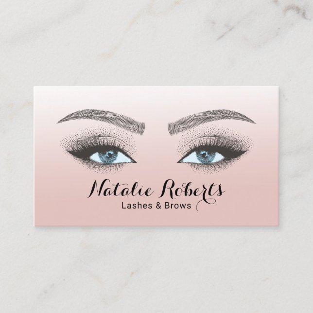 Lashes Brows Microblading Beauty Salon Blush Pink  Visitenkarte (Vorderseite)