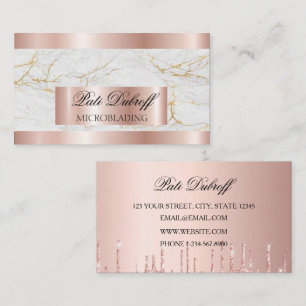 Lashes & Brows Microblading Pink & Silver Glitzer Visitenkarte