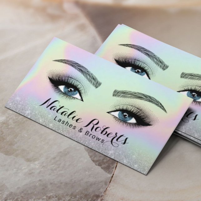 Lashes Brows Microblblading Holographic Beauty Eye Visitenkarte (Von Creator hochgeladen)
