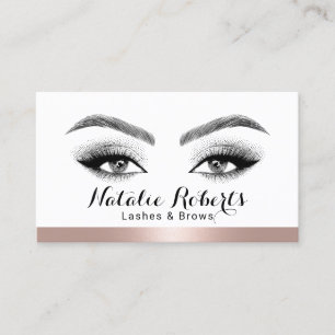 Lashes & Brows Salon Rose Gold Border Social Media Visitenkarte