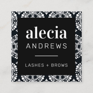 LASHES & BROWS Vintag elegante und Schwarz-weiße E Quadratische Visitenkarte
