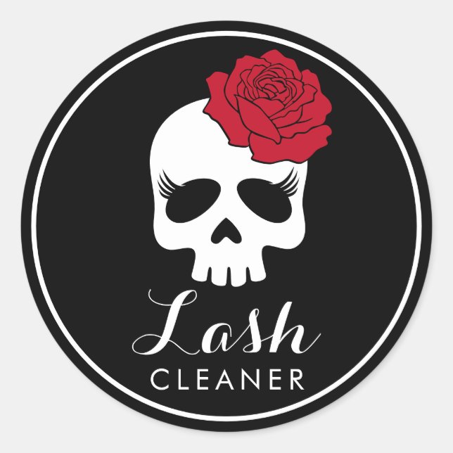 Lashes Cleaner Blumenbeauty Skull Eyelash Salon Runder Aufkleber (Vorderseite)