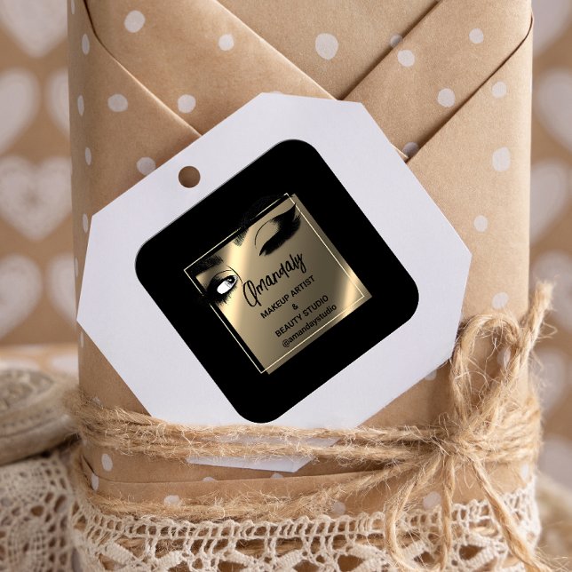 Lashes Cleaner Makeup Beauty Shop Danke BlackWhite Quadratischer Aufkleber (Von Creator hochgeladen)