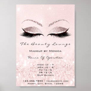 Lashes Die Öffnungszeiten Schönheitssalon Glitzer Poster
