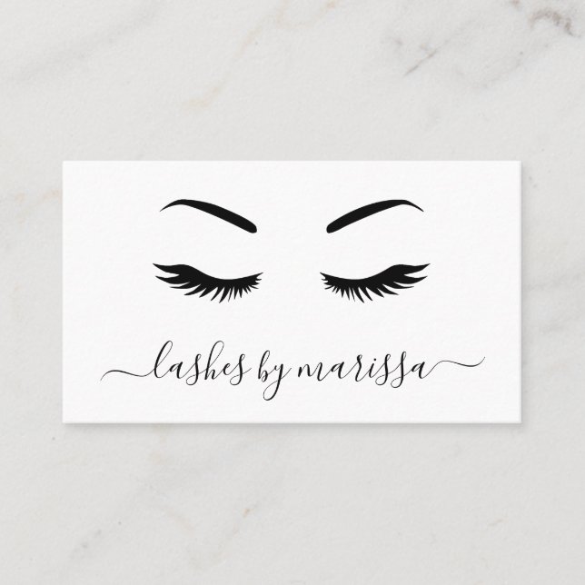 Lashes Einfach Minimalistisch Schwarz und Weiß Visitenkarte (Vorderseite)