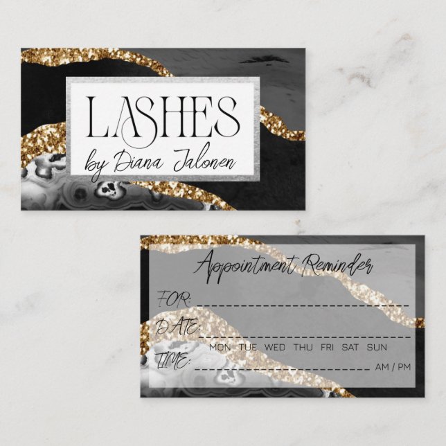 Lashes Erinnerung Gold Black Marble Visitenkarte (Vorne/Hinten)