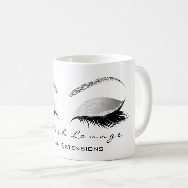 Lashes Erweiterung Confetti Studio White Silver Gr Kaffeetasse (VorderseiteRechts)