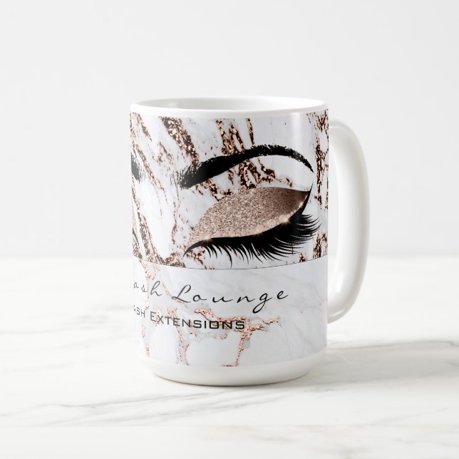 Lashes Erweiterungen Augen Makeup Kupfer weißer Ma Kaffeetasse (VorderseiteRechts)
