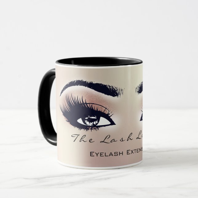 Lashes Extension Eye Makeup Studio Peach BlushPink Tasse (Vorderseite Links)