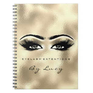Lashes Extension Eyes Makeup Artist Glitzer Gold Notizblock