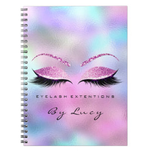 Lashes Extension Eyes Makeup Artist Glitzer Pink Notizblock
