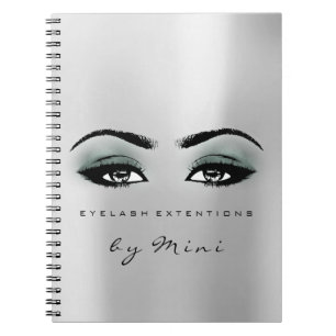 Lashes Extension Eyes Makeup Artist Grau Aquamarin Notizblock